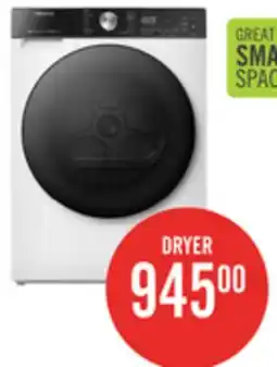 The Brick Hisense 24 4.5 Cu. Ft. Dryer with Ventless Heat Pump Technology - White - DH5S452BW offer