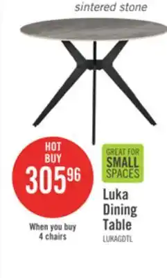 The Brick Luka Dining Table with Sintered Stone Top, Metal Base - 43.5W Round – Grey offer