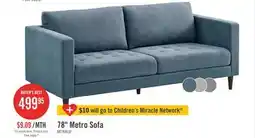 The Brick Metro 78 Fabric Sofa with Tufted Seat Cushions and Reversible Back Cushions - Denim Blue offer