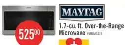 The Brick Maytag 1.7 Cu. Ft. Over-the-Range Microwave with 900 Watts Cooking - Stainless Steel - YMMMS4230PZ offer