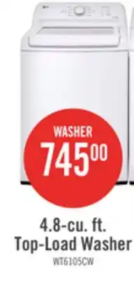 The Brick LG 4.8 Cu. Ft. Top-Load High-Efficiency Washer - White - WT6105CW offer