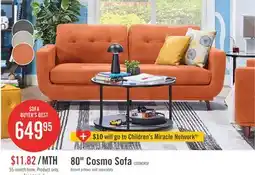 The Brick Cosmo 80 Fabric Sofa with Tufted Back Cushions - Orange offer