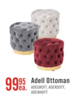 The Brick Adell 17 Round Fabric Ottoman with Gold Base - Grey offer