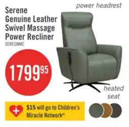The Brick Serene 31 Genuine Leather Power Reclining Massage Chair with Power Headrest and Heated Seat - Green offer