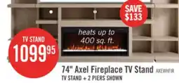 The Brick Axel 74 Modern Electric Fireplace TV Stand with Storage and Cable Management for TVs up to 85- Taupe offer