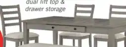 The Brick Cove 6pc Dining Table Set with Table, Bench & 4 Chairs, Storage Drawers, Melamine, 66W - Grey offer