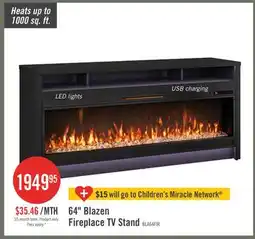 The Brick Blazen 64 Electric Fireplace TV Stand with Storage for TVs up to 70 - Black offer