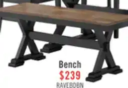 The Brick Raven Dining Bench, 48W - Two-Tone Black & Brown offer