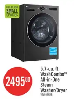 The Brick LG 5.7 Cu. Ft. Smart Front-Load High-Efficiency Steam All-in-One Laundry - Black Steel - WM6998HBA offer