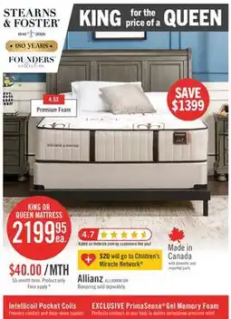 The Brick Stearns & Foster Allianz Luxury Tight Top Firm King Mattress offer