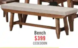 The Brick Cedar Dining Bench with Polyester Fabric, Pine Wood, Trestle-Base, 60W - Brown offer