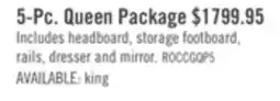 The Brick Rocco 5pc Bedroom Set with LED Lit Storage Bed, Dresser & Mirror, Dark Grey - Queen Size offer