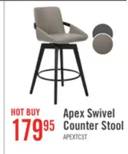 The Brick Apex Counter-Height Stool with Swivel Seat & Vegan Leather Fabric, 27H, Wood & Metal - Taupe offer