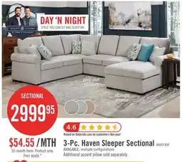 The Brick Scott Living Haven 3-Piece Right-Facing Chenille Fabric Sleeper Sectional with Storage Chaise - Grey offer
