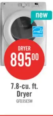 The Brick GE 7.8 Cu. Ft. Electric Dryer with Sanitize Cycle – White - GFD35ESMYWW offer