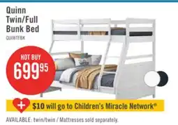 The Brick Quinn Bunk Bed with Ladder & Guard Rail for Kids, White - Twin/Full offer