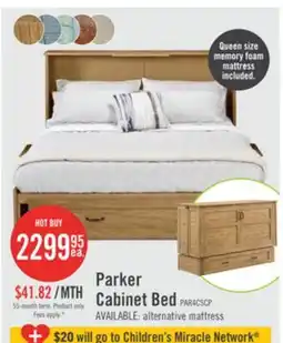 The Brick Parker Cabinet Bed with Memory Foam Mattress, Brown - Queen Size offer
