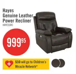 The Brick Hayes 38 Genuine Leather Power Reclining Chair with Adjustable Headrest - Steel Grey offer