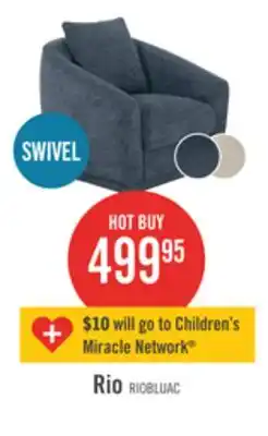 The Brick Rio 34.5 Chenille Fabric Swivel Accent Chair - Blue offer