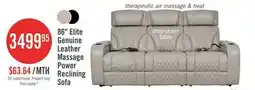 The Brick Elite 86 Genuine Leather Massage Power Reclining Sofa with Power Headrests and Storage Arms - Putty offer