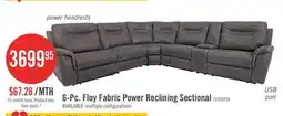 The Brick Floy 6-Piece Faux Suede Power Reclining Sectional with Power Headrests, Console and USB Port - Grey offer