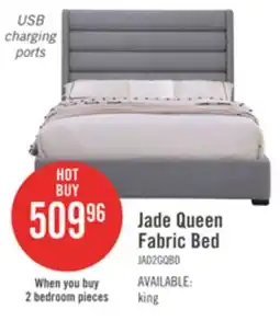 The Brick Jade Upholstered Platform Bed with USB Ports in Grey Fabric - Queen Size offer