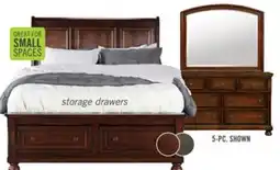 The Brick Chelsea 5pc Bedroom Set with Storage Bed, Dresser & Mirror, Cherry Brown - Queen Size offer