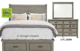 The Brick Levi 5pc Bedroom Set with Storage Bed, Dresser & Mirror, Wooden, Drift Grey - Queen Size offer