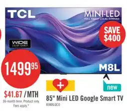 The Brick TCL 85 QM8L SQD Mini-LED 4K Smart Google TV (85QM8L) - 2026 Model offer