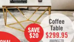 The Brick Amanda 31.5 Modern Square Coffee Table - White Marble Top with Gold Metal Base offer