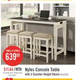 The Brick Nyles 60 Contemporary Dining Table with 3 Counter-Height Stools and USB Ports- Buttermilk offer