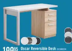 The Brick Oscar 47 Reversible Office Desk with Storage – Faux White Marble and Weathered White offer