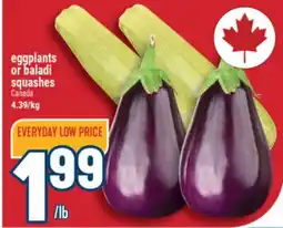 Marché Adonis eggplants or baladi squashes offer