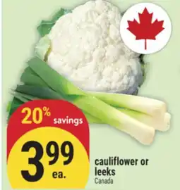 Marché Adonis cauliflower or leeks offer