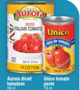 Marché Adonis Aurora diced tomatoes, Unico tomato paste offer