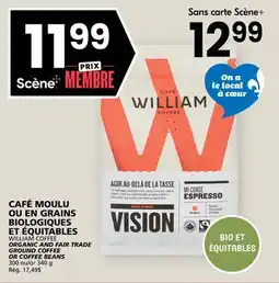 Rachelle-Bery Grocery WILLIAM COFFEE ORGANIC AND FAIR TRADE GROUND COFFEE OR COFFEE BEANS offer