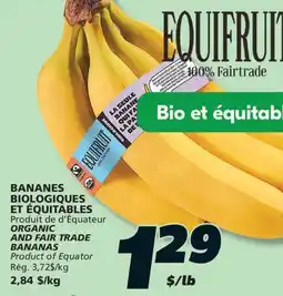 IGA ORGANIC AND FAIR TRADE BANANAS offer