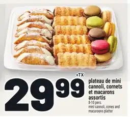 Metro PLATEAU DE MINI CANNOLI, CORNETS ET MACARONS ASSORTIS | MINI CANNOLI, CONES AND MACAROONS PLATTER offer