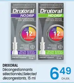 Uniprix DRIXORAL Décongestionnants sélectionnés / Selected decongestants offer