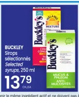 Uniprix BUCKLEY Sirops sélectionnés / Selected syrups offer