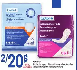 Uniprix OPTION+ Protections pour l'incontinence/sélectionnées Selected bladder leak protections offer