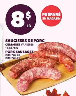 Provigo SAUCISSES DE PORC | PORK SAUSAGES offer