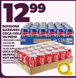 Provigo BOISSONS GAZEUSES COCA-COLA OU PEPSI | COCA-COLA OR PEPSI SOFT DRINKS, 24X355 ML CONSIGNE offer