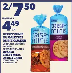 Provigo CRISPY MINIS OU GALETTES P DE RIZ QUAKER, 90-199 G | QUAKER CRISPY MINIS OR RICE CAKES CAKES offer
