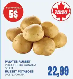 Wholesale Club PATATES RUSSET, 50 LB offer