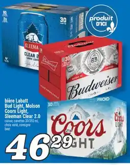 Marché Richelieu BIÈRE LABATT BUD LIGHT, MOLSON COORS LIGHT, SLEEMAN CLEAR 2.0 | BEER offer