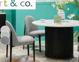 The Brick Kort & Co. Capri 5pc Dining Set with Table & 4 Linen-Look Chairs, Pedestal Base, 47W Round - Beige offer