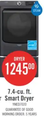 The Brick Maytag 7.4 Cu. Ft. Pet Pro Smart Electric Dryer - Midnight Steel - YMED7020RF offer