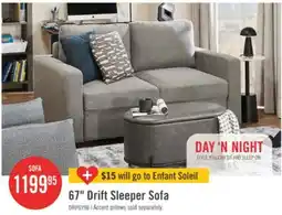 The Brick Drift 66.5 Linen-Look Fabric Sleeper Sofa with Track Arms - Grey offer