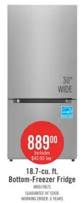 The Brick 18.7-cu. ft. Bottom-Freezer Fridge offer